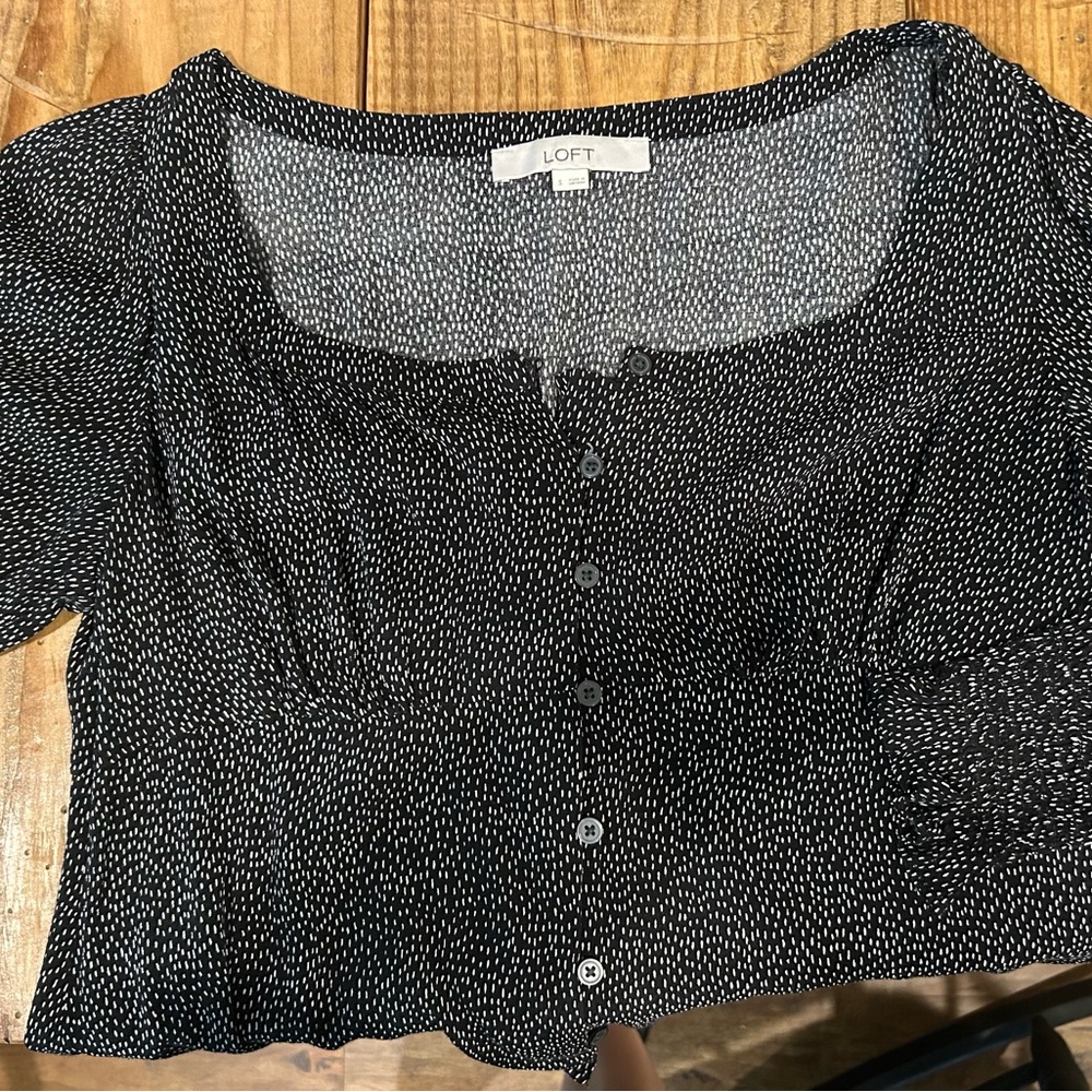 LOFT Black and White Textured Fabric dressy